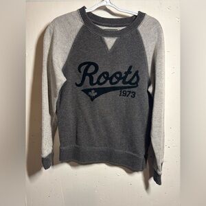 Roots Kids Two-Tone Gray Crew Neck Sweater